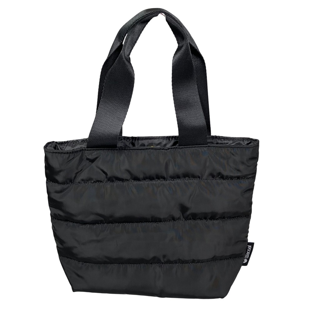 Wacoal Black Puffer Mini Tote‎ Bag Quilted Nylon Small Carryall